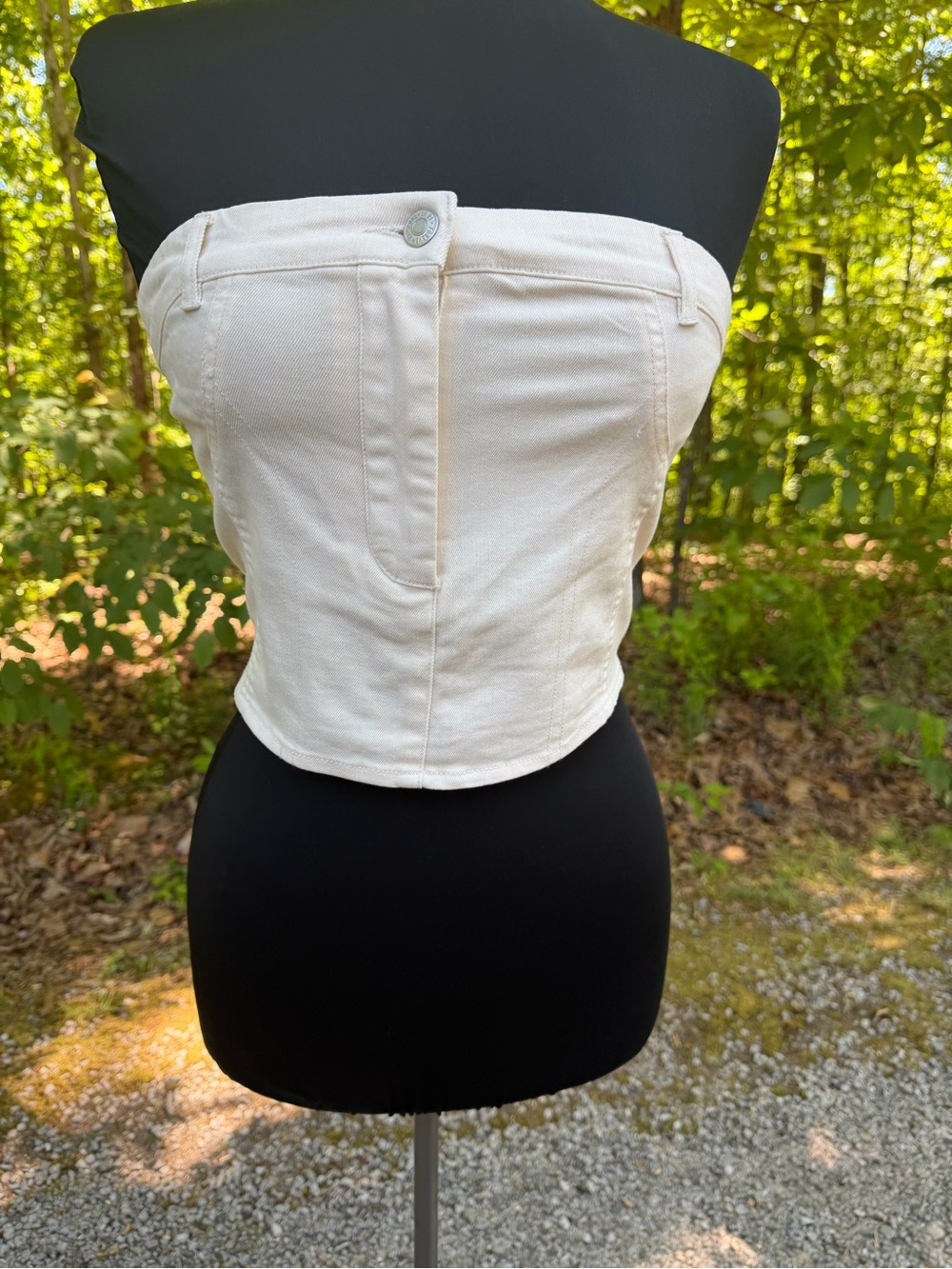 Forever 21 White Strapless Denim Corset Top